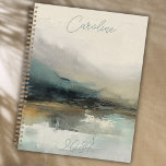 Modern Personalised Abstract Teal Landscape Planner<br><div class="desc">A stylish undated monthly planner for the year. A modern abstract landscape background in neutrals & teal with a script font to personalise with your name and year.</div>