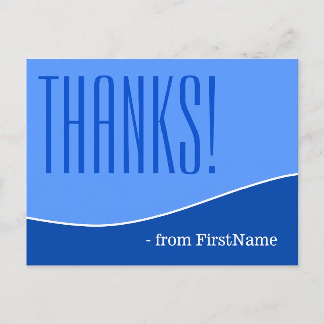 Modern, Personalised and Chic "Thanks!" Postcard (Front)