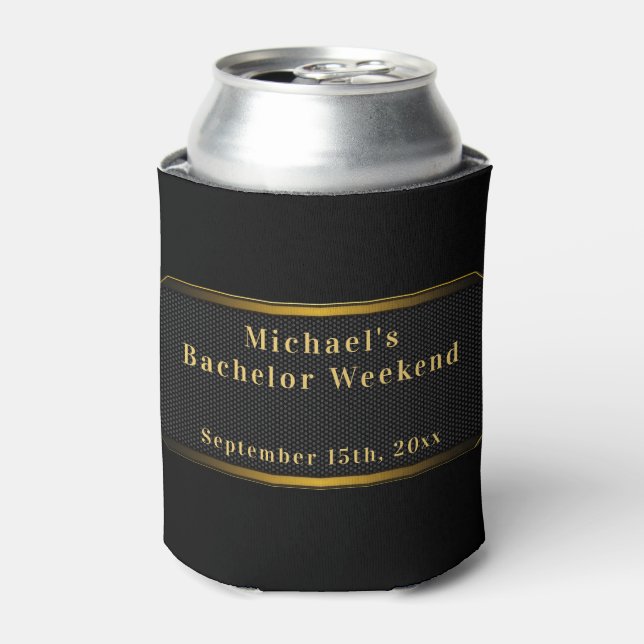 Modern Personalised Bachelor Weekend Can Cooler (Can Front)