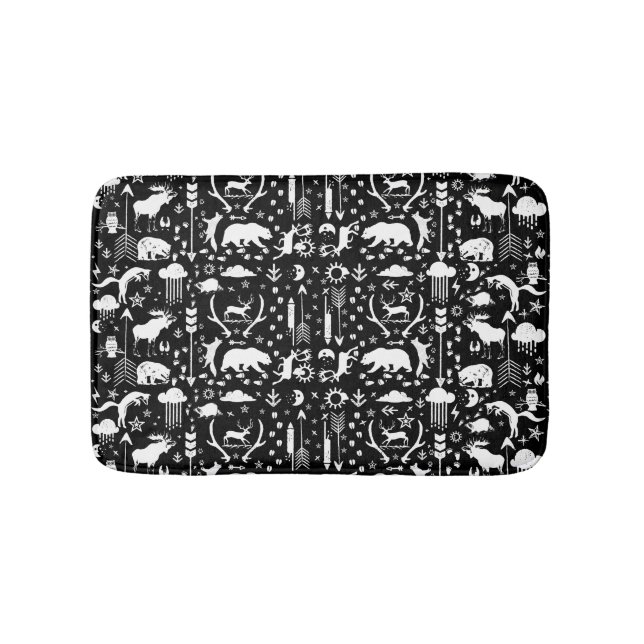 Modern Personalised Bear Fox Deer Boys Room Bath Mat (Front)