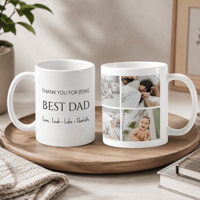 Modern Personalised Best Dad Photo Collage Mug (Creator Uploaded)