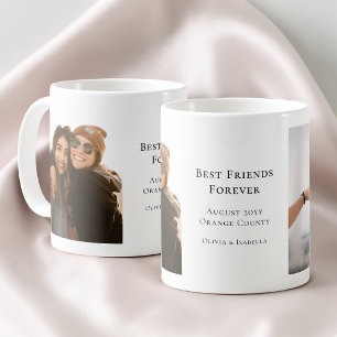 Modern Personalised Best Friends Forever 2 Photo Coffee Mug
