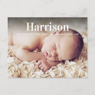 Modern Personalised Birth Announcement Postcard