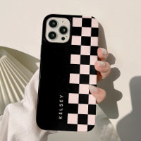 Modern Personalised Black & Cream Chequered