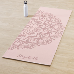Modern Personalised Boho Mandala Blush Pink Yoga Mat