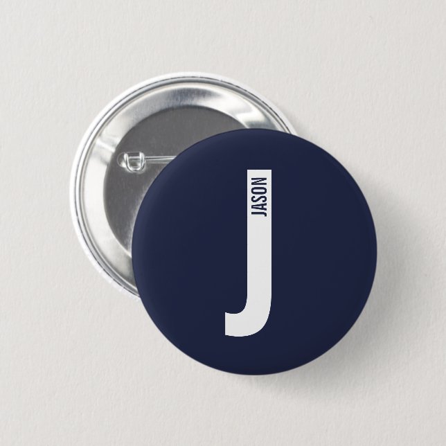 Modern Personalised Bold Monogram and Name 6 Cm Round Badge (Front & Back)