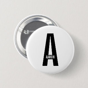 Modern Personalised Bold Monogram and Name 6 Cm Round Badge
