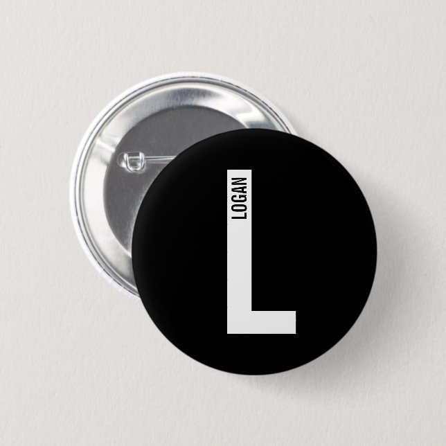 Modern Personalised Bold Monogram and Name 6 Cm Round Badge (Front & Back)