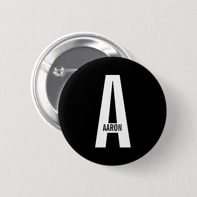 Modern Personalised Bold Monogram and Name 6 Cm Round Badge (Front & Back)
