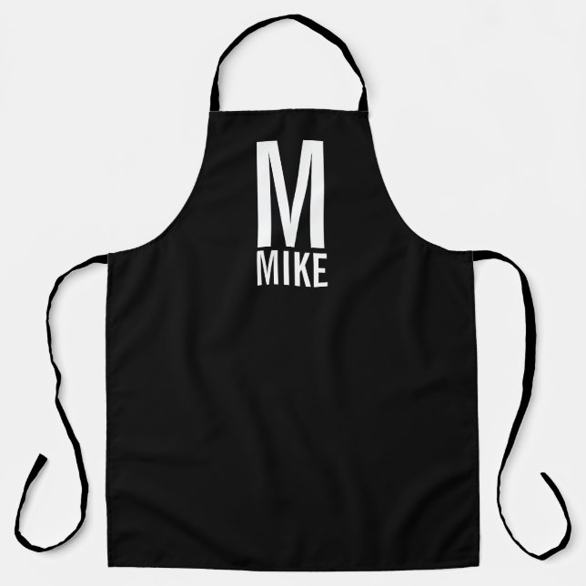 Modern Personalised Bold Monogram and Name Apron (Front)