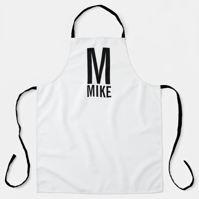 Modern Personalised Bold Monogram and Name Apron (Front)