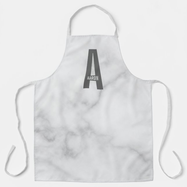 Modern Personalised Bold Monogram and Name Apron (Front)