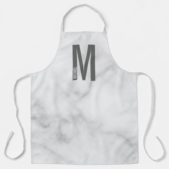 Modern Personalised Bold Monogram and Name Apron (Front)