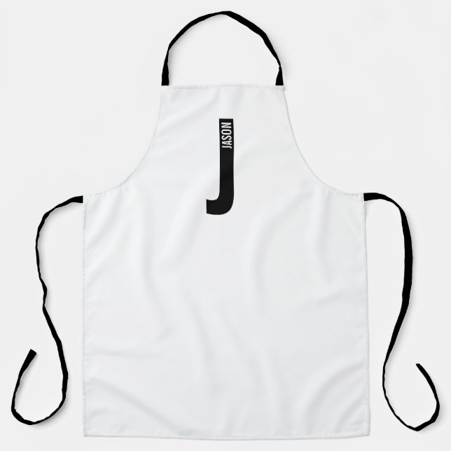 Modern Personalised Bold Monogram and Name Apron (Front)