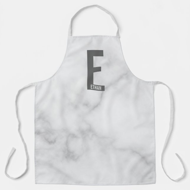 Modern Personalised Bold Monogram and Name Apron (Front)