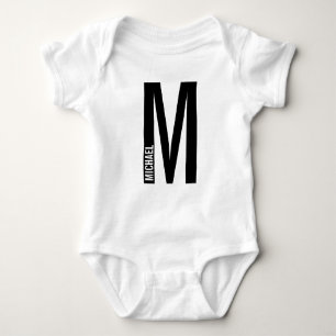 Modern Personalised Bold Monogram and Name Baby Bodysuit