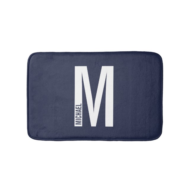 Modern Personalised Bold Monogram and Name Bath Mat (Front)