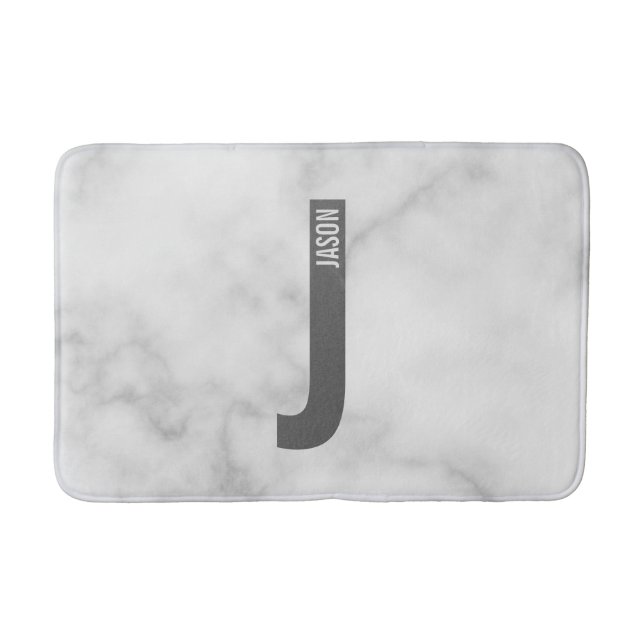 Modern Personalised Bold Monogram and Name Bath Mat (Front)