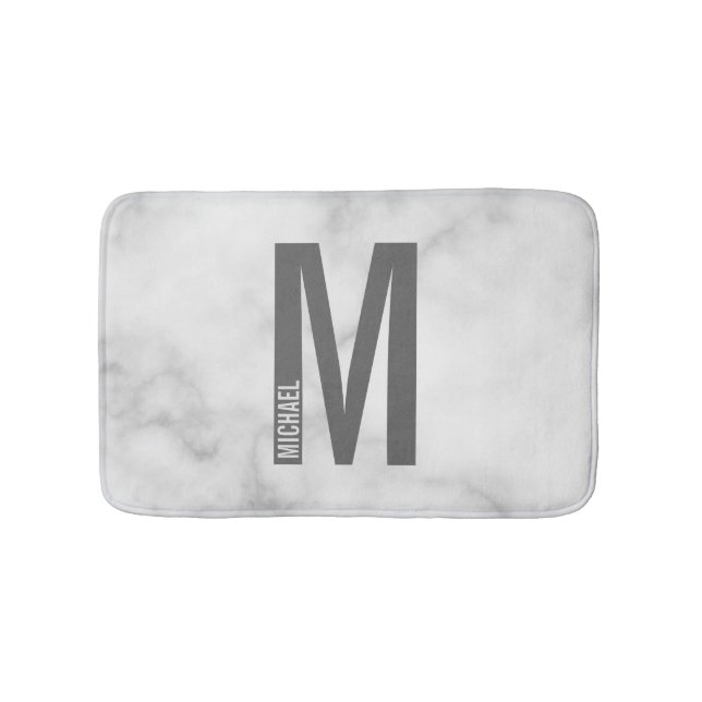 Modern Personalised Bold Monogram and Name Bath Mat (Front)