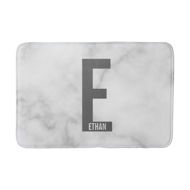 Modern Personalised Bold Monogram and Name Bath Mat (Front)