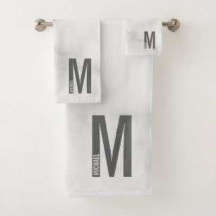Modern Personalised Bold Monogram and Name Bath Towel Set