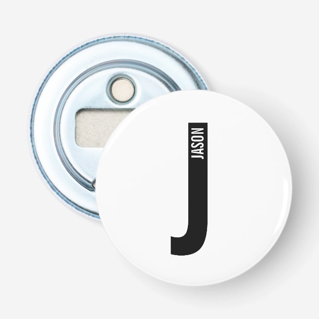 Modern Personalised Bold Monogram and Name Bottle Opener (Front)
