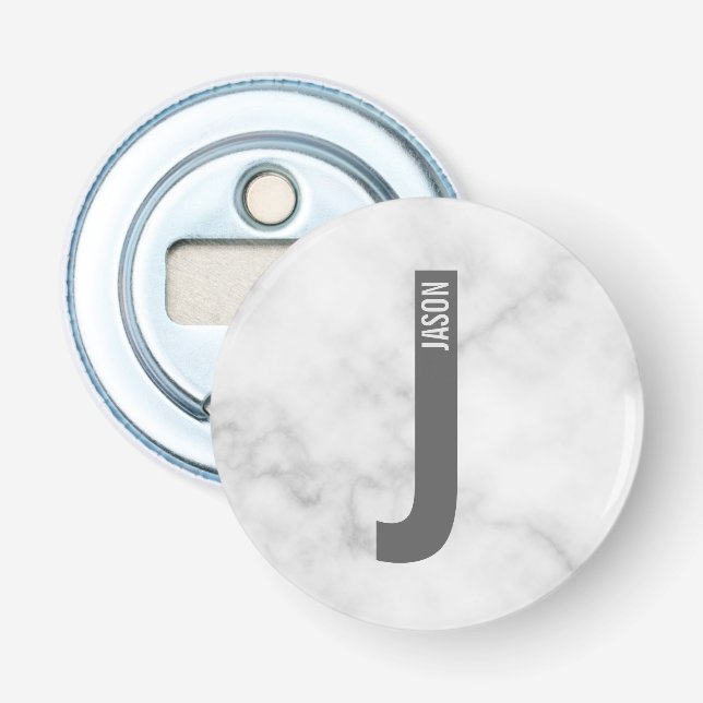 Modern Personalised Bold Monogram and Name Bottle Opener (Front)