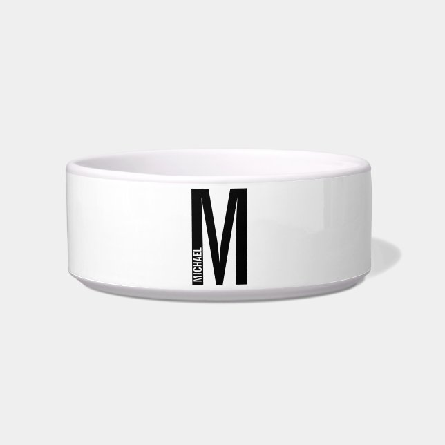 Modern Personalised Bold Monogram and Name Bowl (Front)
