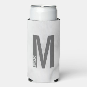 Modern Personalised Bold Monogram and Name Can Coo Seltzer Can Cooler