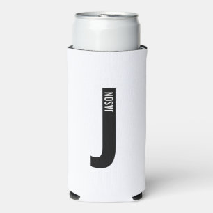 Modern Personalised Bold Monogram and Name Can Coo Seltzer Can Cooler