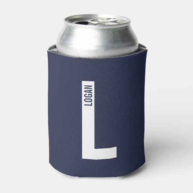 Modern Personalised Bold Monogram and Name Can Cooler (Can Front)