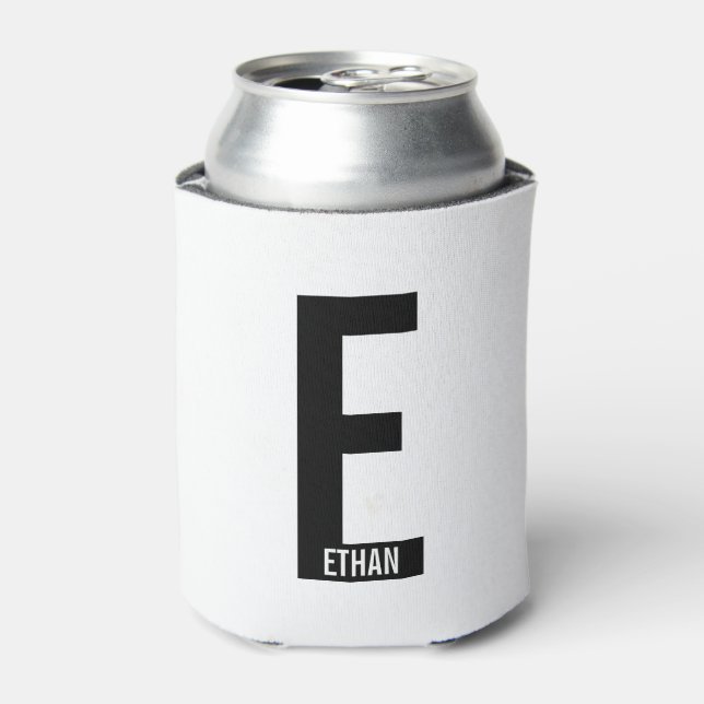 Modern Personalised Bold Monogram and Name Can Cooler (Can Front)