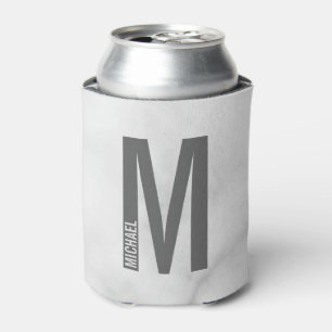 Modern Personalised Bold Monogram and Name Can Cooler