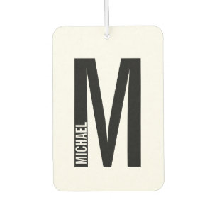 Modern Personalised Bold Monogram and Name Car Air Freshener