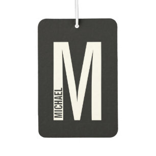 Modern Personalised Bold Monogram and Name Car Air Freshener