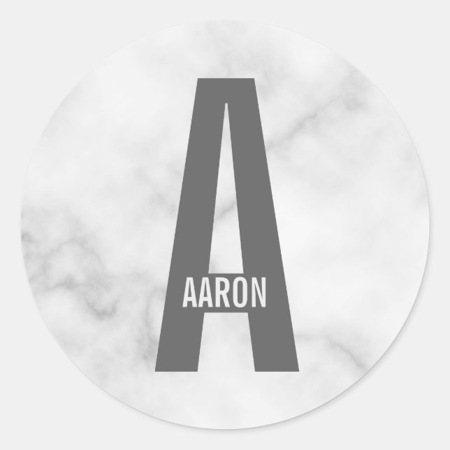 Modern Personalised Bold Monogram and Name Classic Round Sticker (Front)