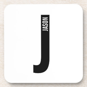 Modern Personalised Bold Monogram and Name Coaster