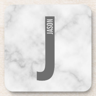 Modern Personalised Bold Monogram and Name Coaster