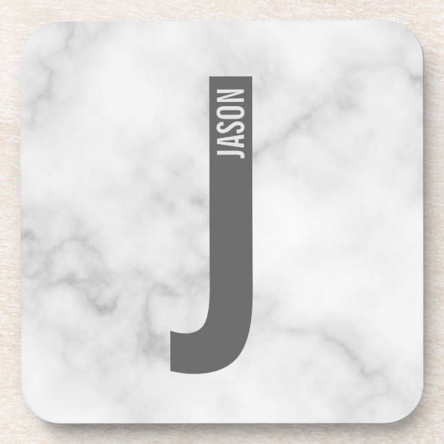 Modern Personalised Bold Monogram and Name Coaster (Front)