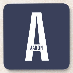 Modern Personalised Bold Monogram and Name Coaster
