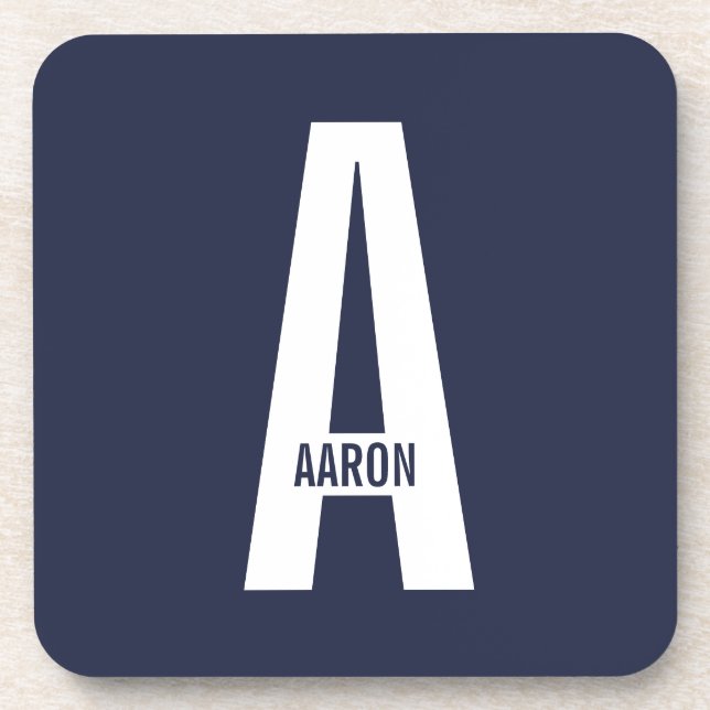Modern Personalised Bold Monogram and Name Coaster (Front)