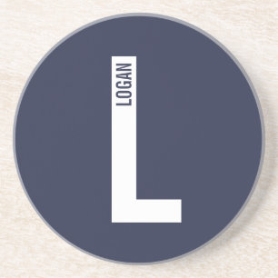 Modern Personalised Bold Monogram and Name Coaster