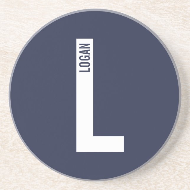 Modern Personalised Bold Monogram and Name Coaster (Front)