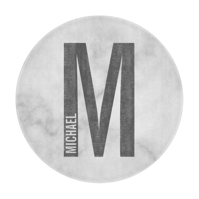 Modern Personalised Bold Monogram and Name Cutting Board (Front)