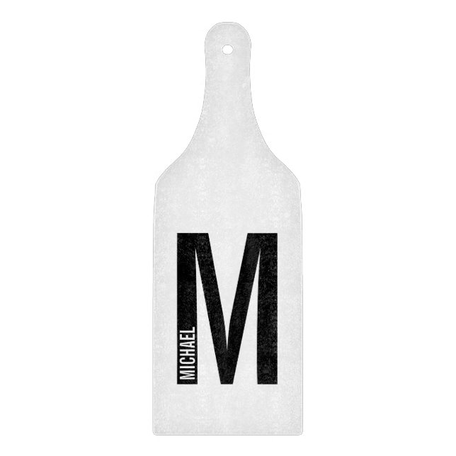 Modern Personalised Bold Monogram and Name Cutting Board (Front)