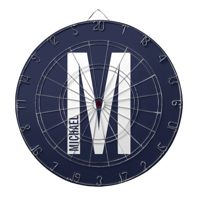 Modern Personalised Bold Monogram and Name Dartboard (Front)