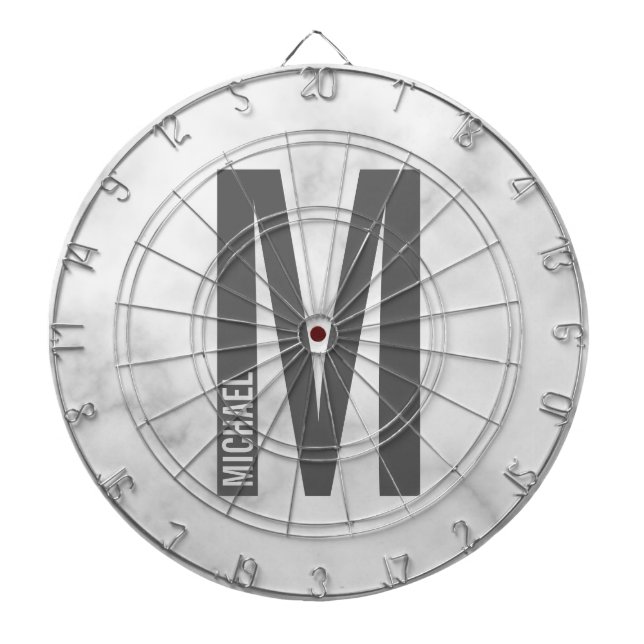 Modern Personalised Bold Monogram and Name Dartboard (Front)