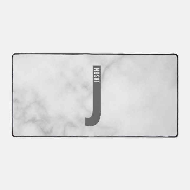 Modern Personalised Bold Monogram and Name Desk Mat (Front)