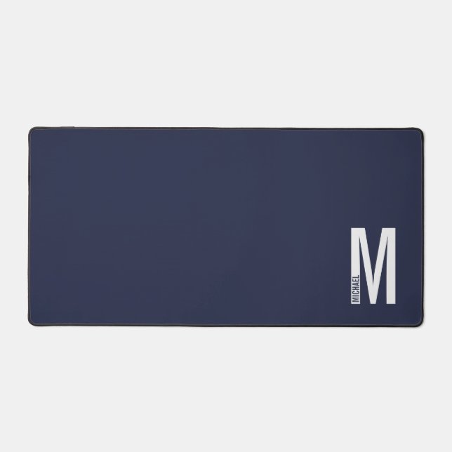 Modern Personalised Bold Monogram and Name Desk Mat (Front)