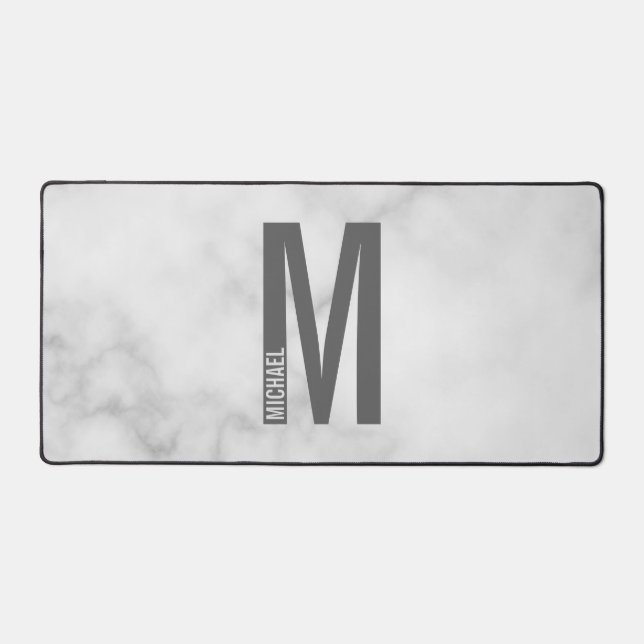 Modern Personalised Bold Monogram and Name Desk Mat (Front)